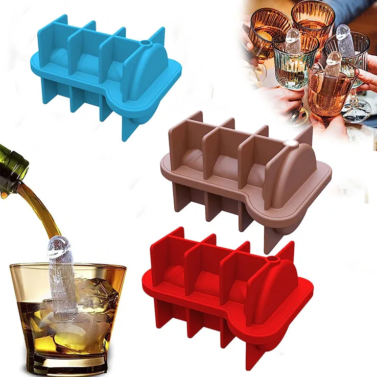BPA Free Reusable Adult Prank Cute and Fun Shape Molds Silicone Ice cube Maker Tray with Funnel for Parties and Events