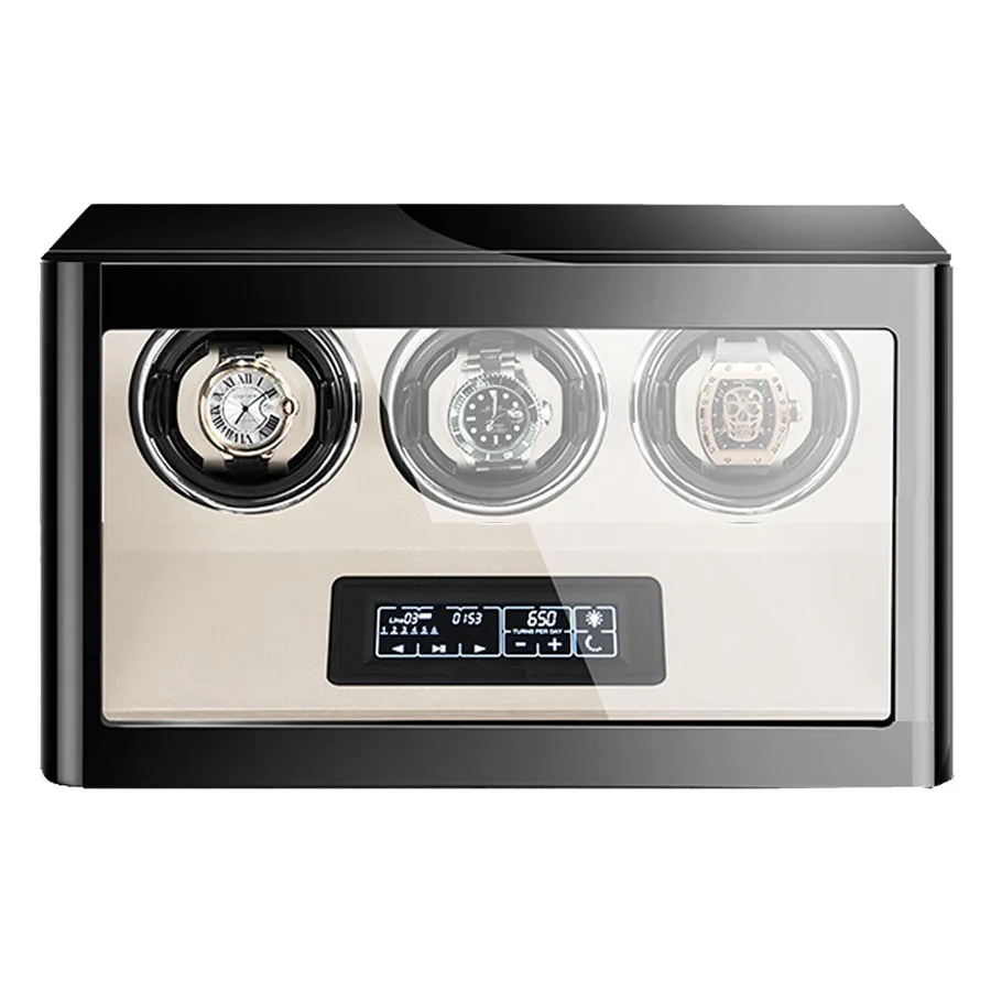 Goochy GC03-T85BW-L-AR 3 Slot All screen touch LED light personalized watch box case with Remote control