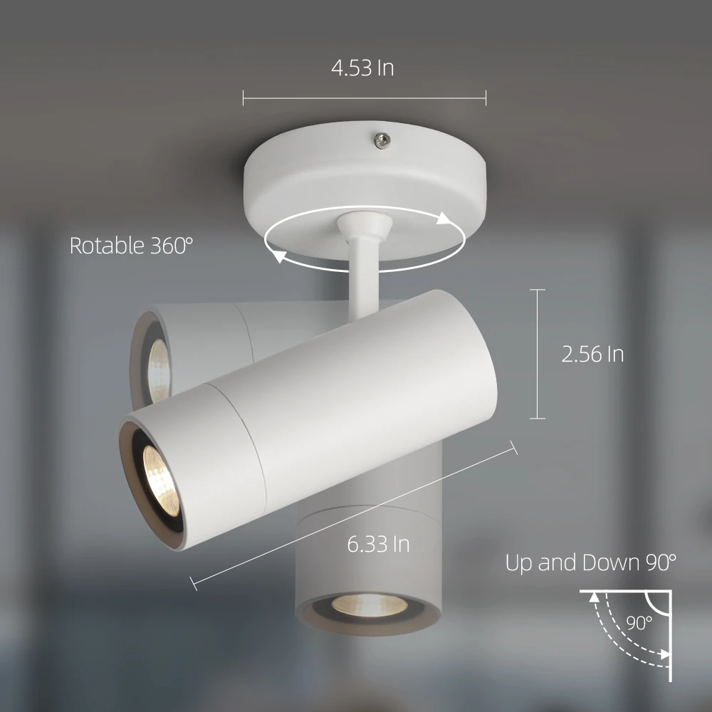 Aisilan High Quality  IP20 White Curve Adjustable Rotatable Rotatif Surface Mounted Downlights Led Ceiling 5 Watt Gu10