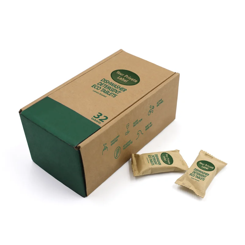 New arrival All purpose dishwasher tablets eco-friendly plant-drived formula with water soluble film refill in krafe paper