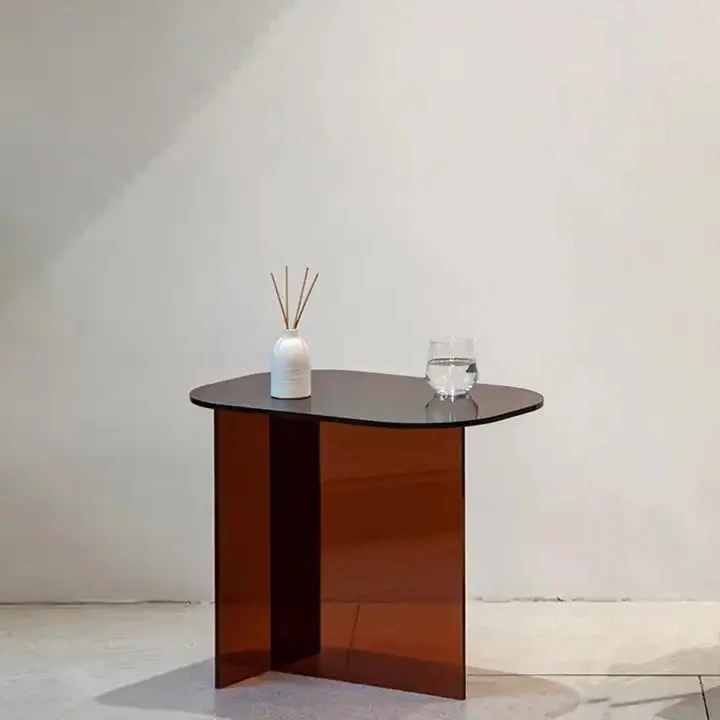 Colorful acrylic side table modern organic glass coffee table sofa side table living room bedroom can be customized