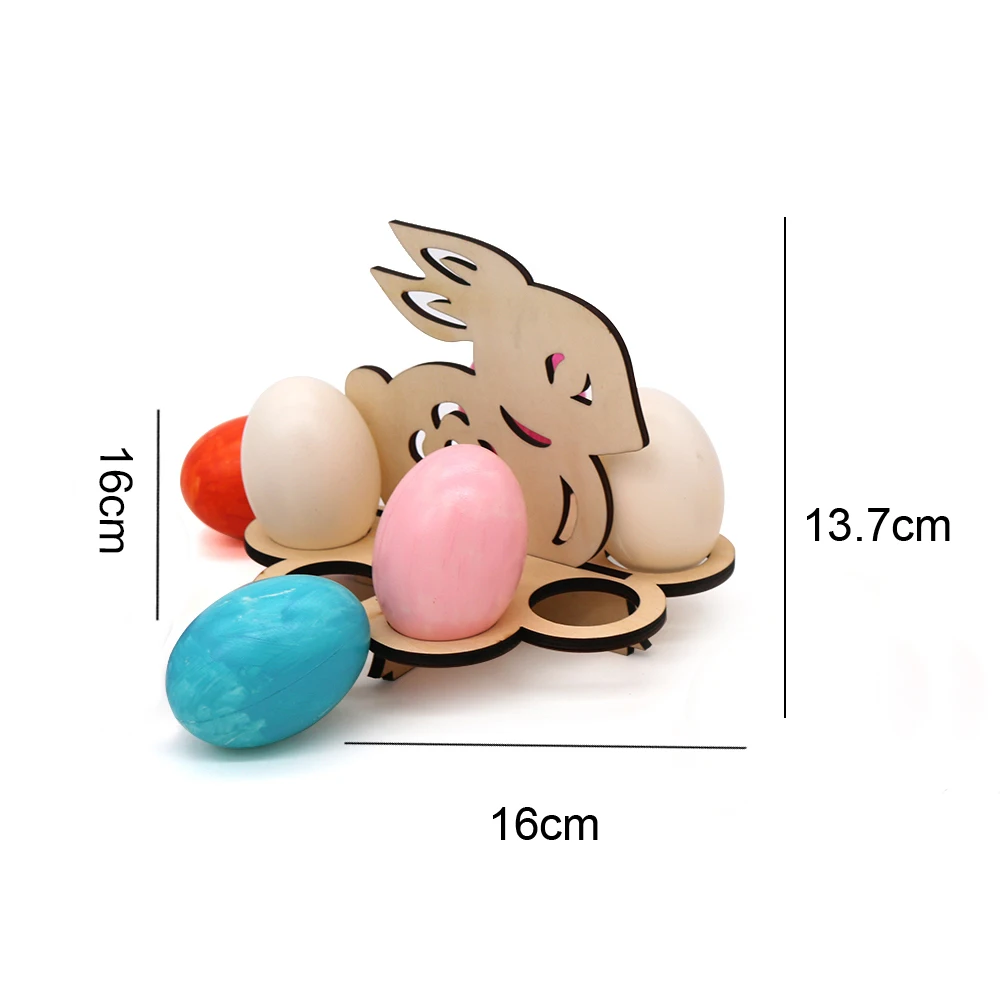 SLT New Support Customization Laser Cut Wood Easter Egg Baskets Bunny Egg Stand for  Decoration