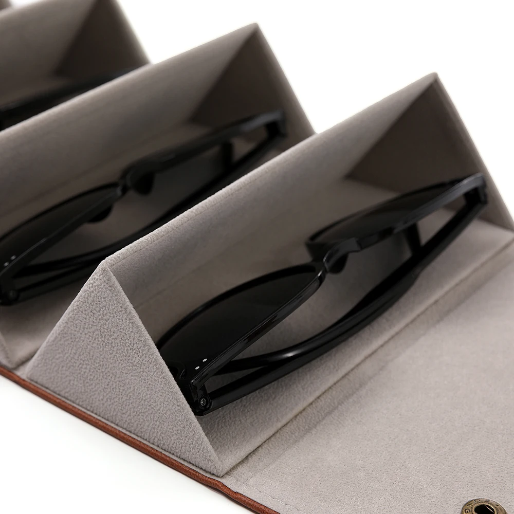2/3/4/5/6 Slot Pu Eyewear Holder Eyeglass Case Organizer Glasses Display Storage Box Foldable Travel Sunglasses Case