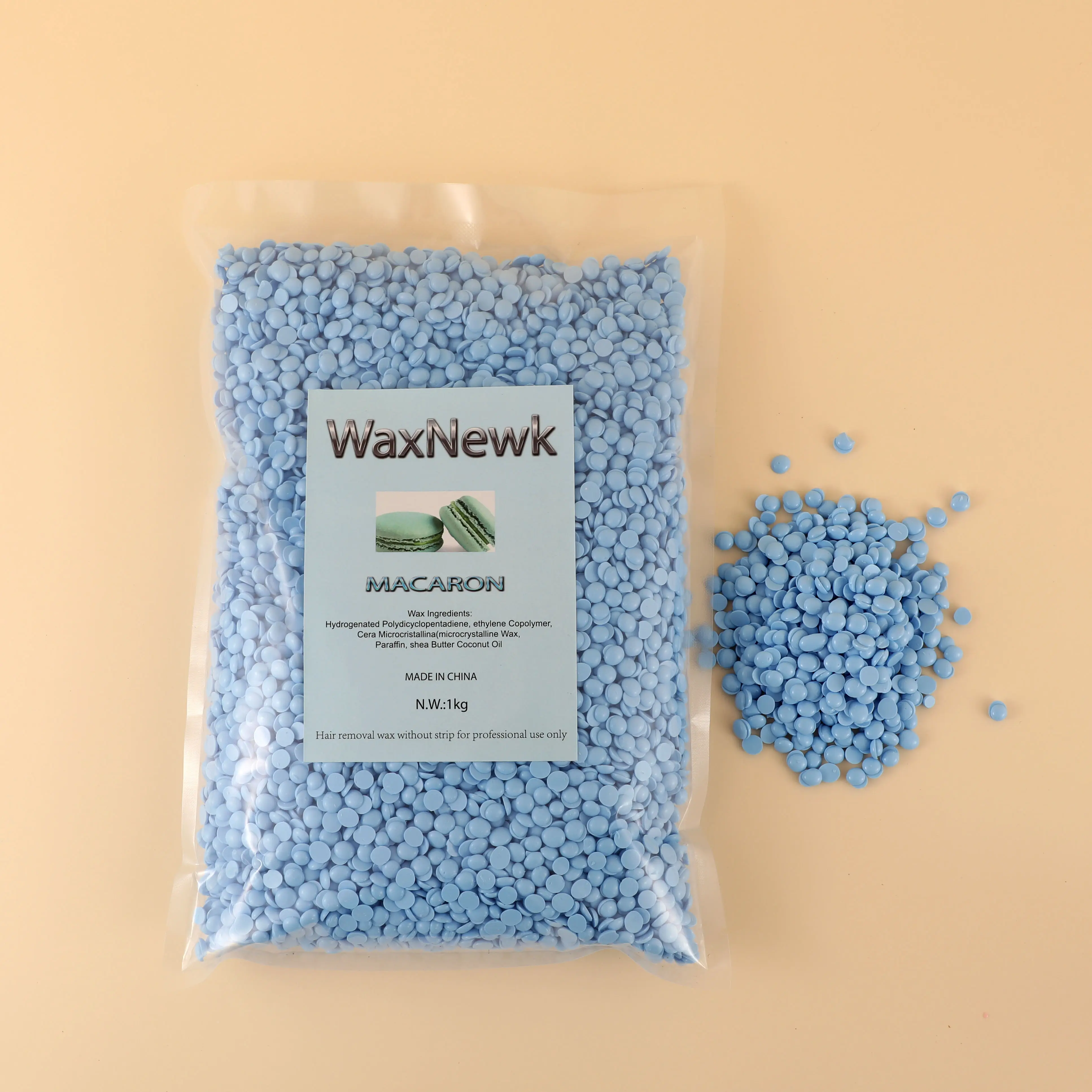 WaxNewK 1 кг Макарон синего цвета гипоаллергенный салон красоты безболезненный твердый низкотемпературный вязкий сильный воск без канифоли