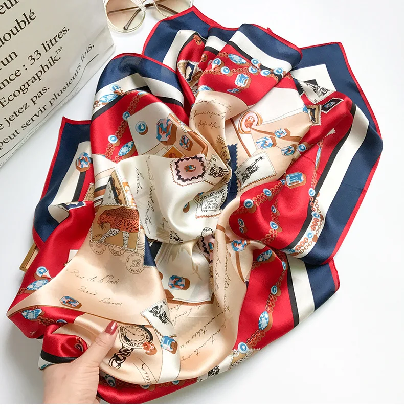 Wholesale China Square Silk Scarf Custom Printing, Fashion Designer 100 % Silk Scarf