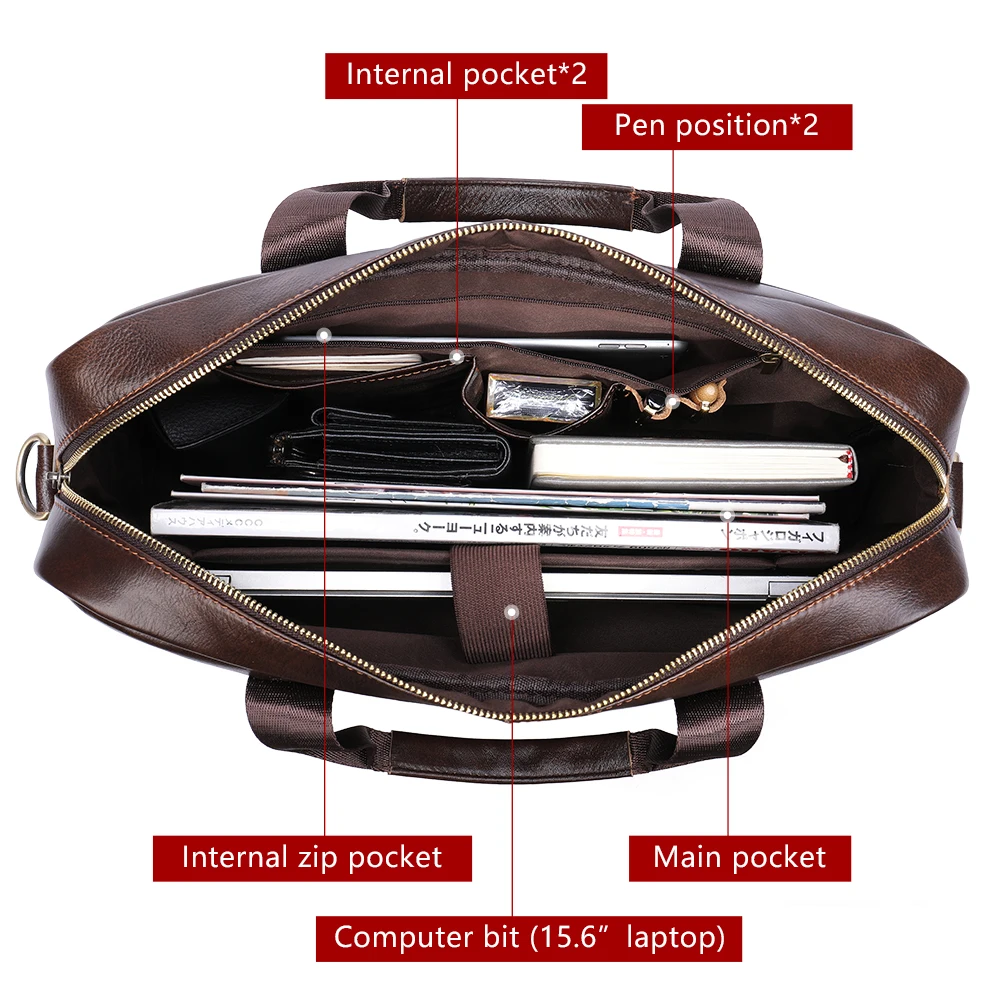  Men Office Business Shoulder Bag Genuine Leather Executive Briefcase Luxury Laptop bag Quality