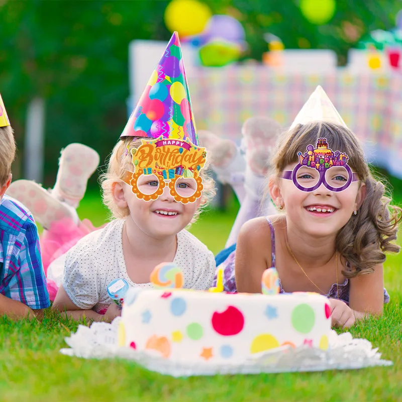 Newest Cross-border Party Supplies Happy Birthday Paper Glasses Funny Costume Accessories for Festive Gatherings