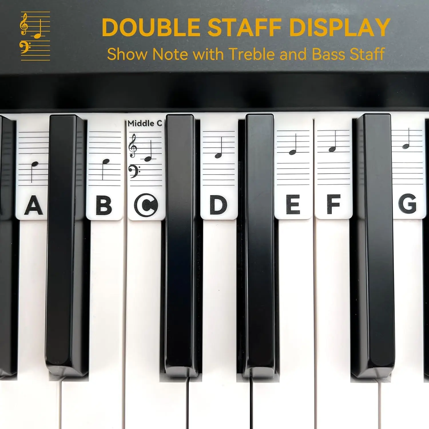Piano Keyboard Note Labels for 88 Key Full Size No Need Stickers Made of Silicone Removable Piano Notes Guide for Beginner