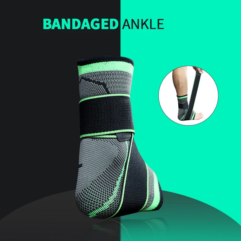 Adjustable breathable compression ankle support brace for running walking