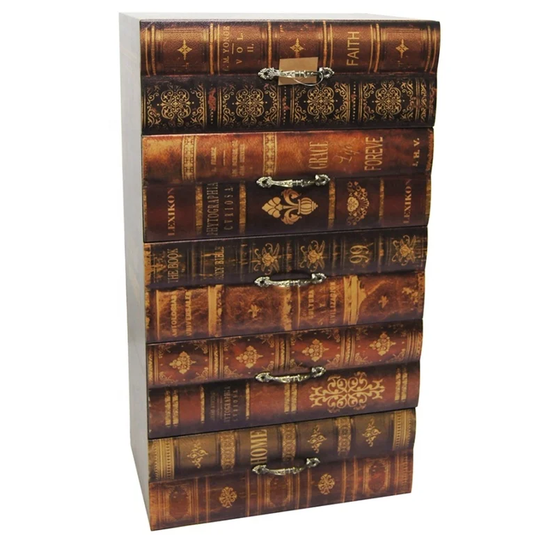 Antique 3-5 Cabinet Drawers Wood  and Pvc Printing  Living Room Cabinet and Bedroom Furniture Nightstands Bedside Table