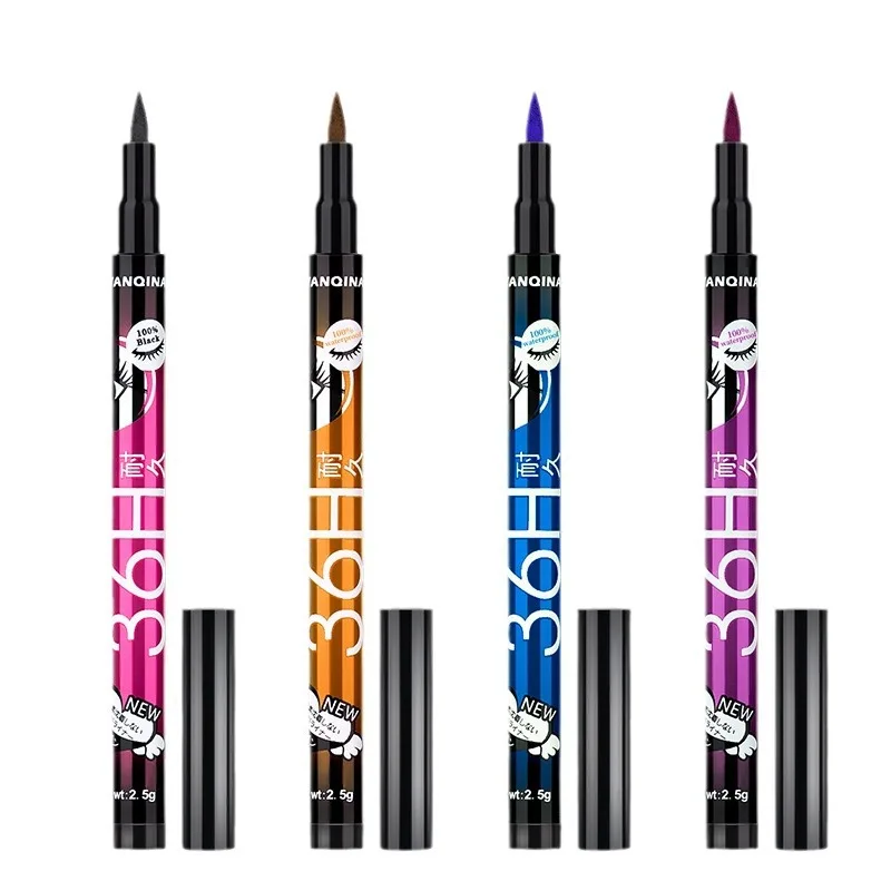 Wholesale Private Label Colorful Eyeliner Glue Pen 36H Long Lasting Colored Waterproof Liquid Eyeliner Pencil Custom Logo