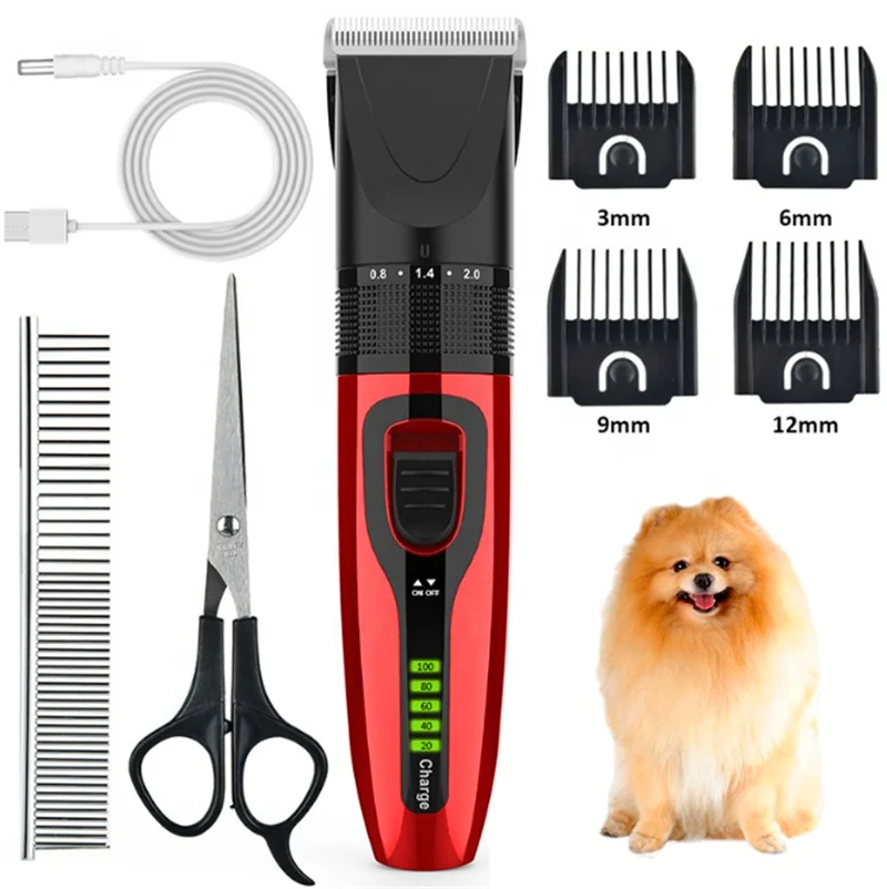 LED display best professional low noise electric usb rechargeable pet dog hair clipper