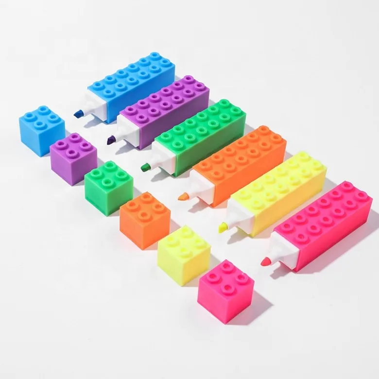 Promotional creative shape water color marker pen toy building block highlighter