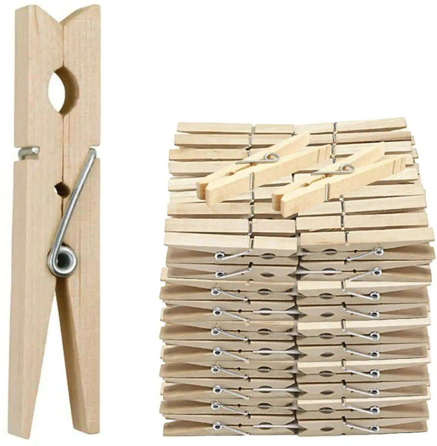 8.4cm 24pcs Strong Birch Wood Clothes Pegs Natural Clothes Drying  Photo Pegs  Wooden Clothes Pegs Hardwood Clothespins