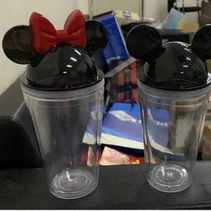 
Ready to ship New double walled tumbler plastic Acrylic Clear Water Tumbler 16oz Mickey Mouse Minnie Tumbler Cup BPA free 