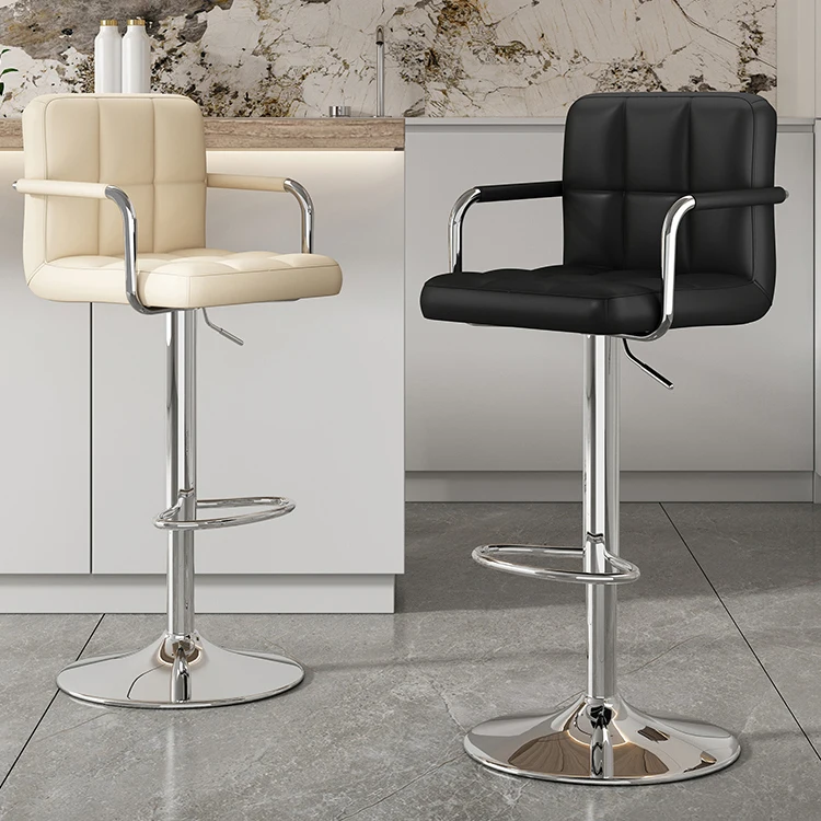 Bar Chair Furniture Restaurant Kitchen Cheap High Counter Metal PU Leather Modern Bar Stools Chairs