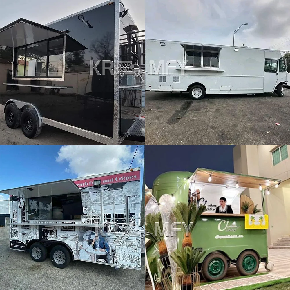 China Available Fast Food Trailer Street Food Cart Trailer in Stock Stainless Steel Food Truck Trailer