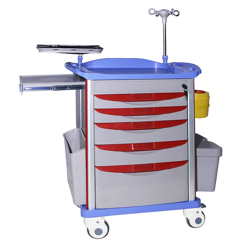 ABS emergency trolley hospital with drawers crash cart medical grade