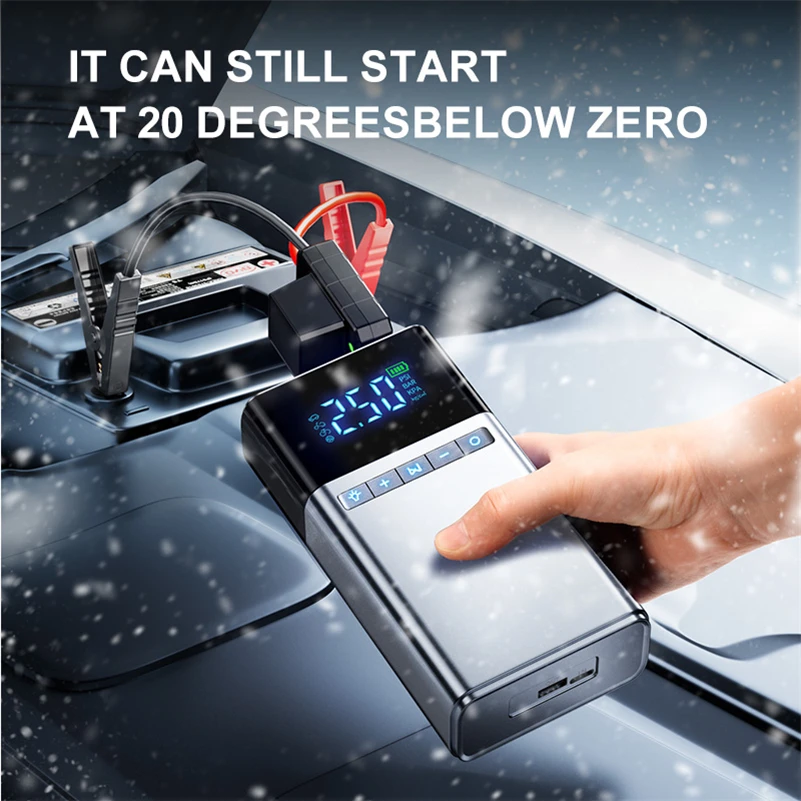 Multifunction Car Tyre Compressors 12V DC Auto 6000mah Battery Tire Inflator Jump Starter for Car Accessories with LED Light