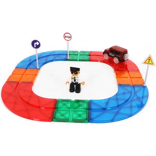 2021 best sell MNTL G8215 80pcs/set marble run race track magnetic tile magnet building block diy rc car