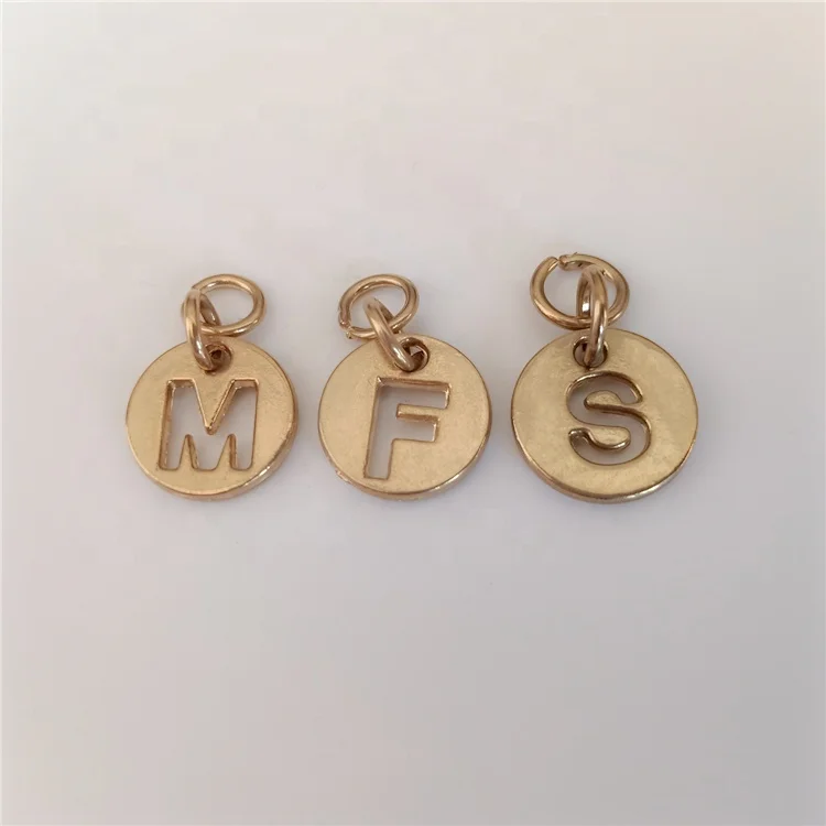 circular round ring with double-H M F G C English alphabet letter metal zipper slider puller pendant head pull parts
