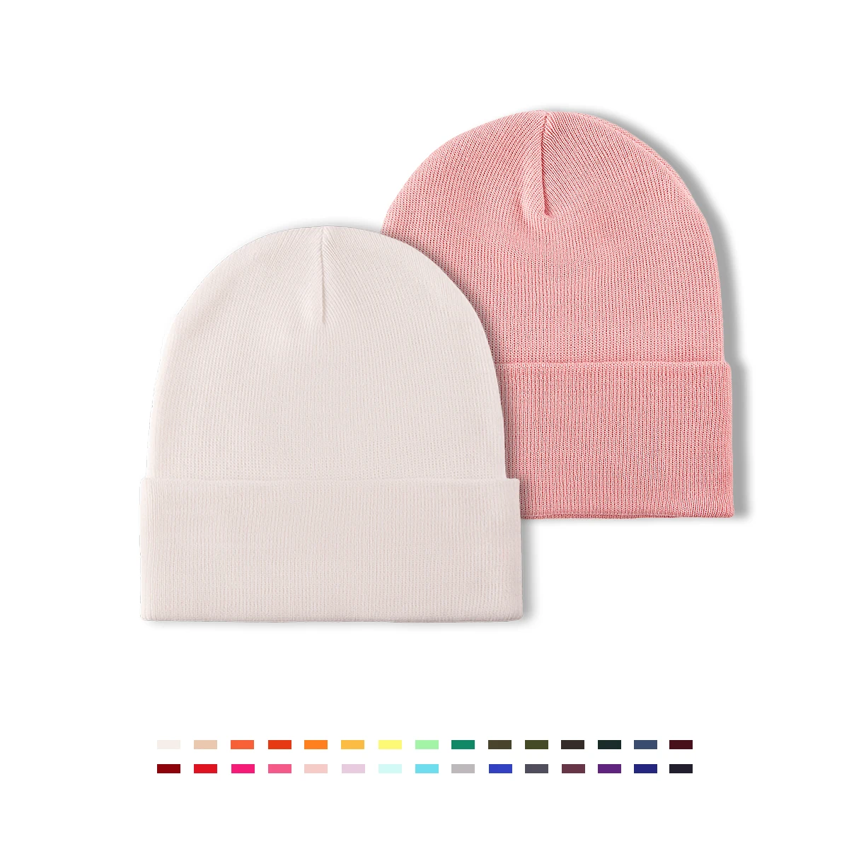 Wholesale Cheap Cuff Baby Hats Blank Plain Beanie Cap Custom RPET Material Children Baby Knitted Winter Hats for Kids