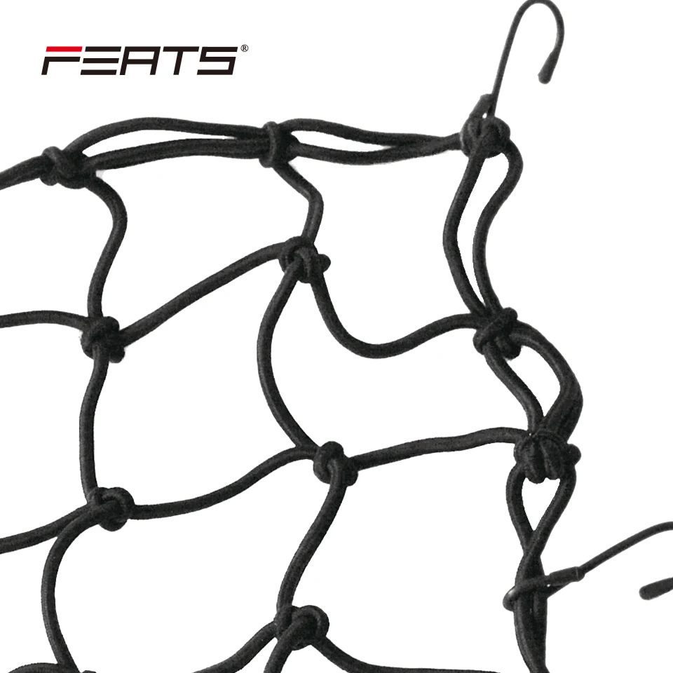 FERTS 400x400mm High Elasticity Motorbike Net Hold Down Cargo Helmet Web with 6pcs plastic coated steel hooks
