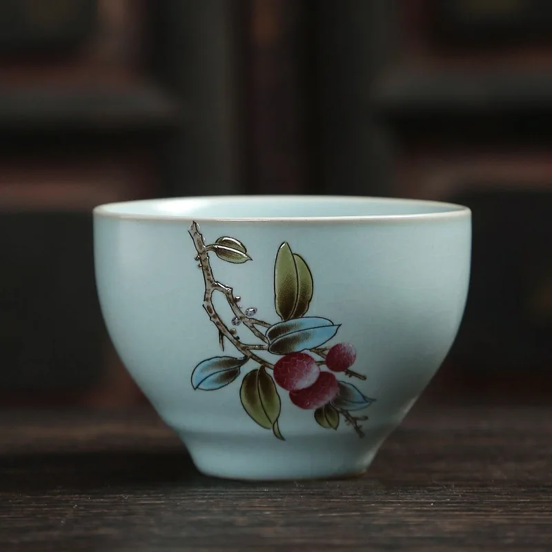 
Chinese style handmade ru-ceramic kungfu tea cup retro personal cup 150ml Crab claw pattern 