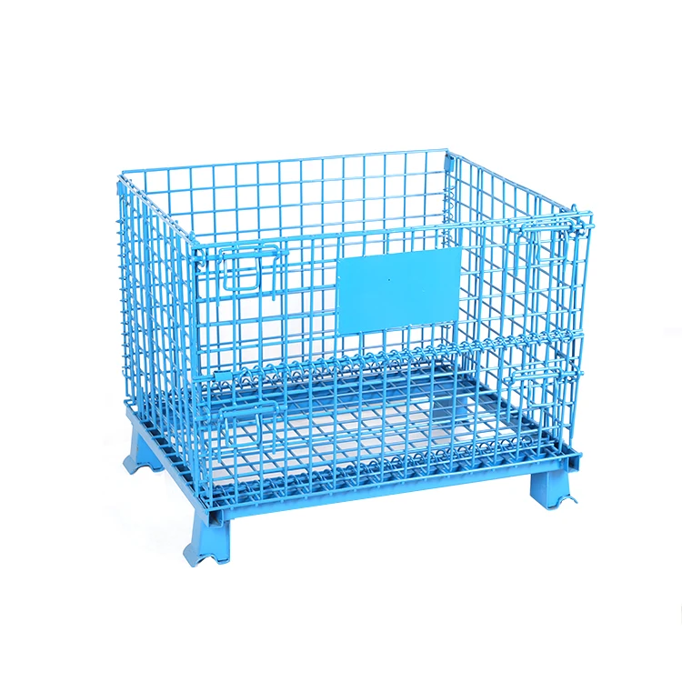 High Quality Industrial Foldable Wire Metal Pallet Cage Folding Stackable Storage Container