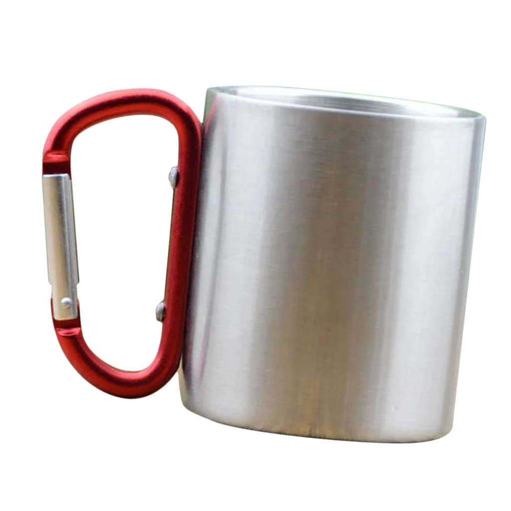 Lightweight Carabiner Mug Stainless Steel Drinking Cup for Camping Hiking Backpacking