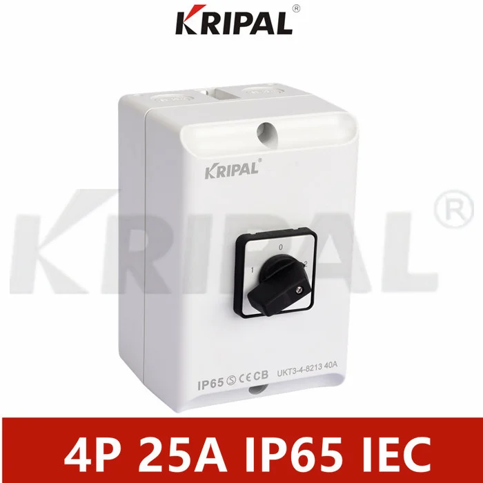 RoHS Standard IP65 25A 4 Pole 3 Position Waterproof Rotary Switch
