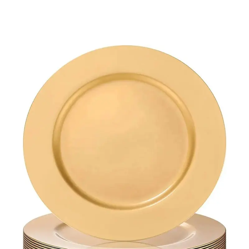 Luxurious Copper Table Classic Stylish Traditional Plastic Charger Decoration Gold Charger Plates Wholesale