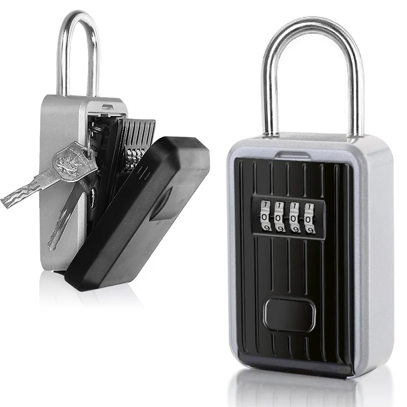 Combination Key Lock Box Padlock Style 4 Digital Password Key Safe Outdoor Lock Box