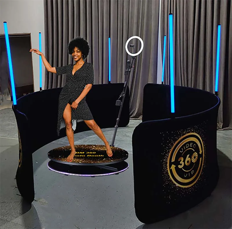 2024 Hot Sale Wedding Party Used 360 Photo Booth Machine With Led Fill Light 360 Photo Booth Wood Automatic Hold 3 To 4 People