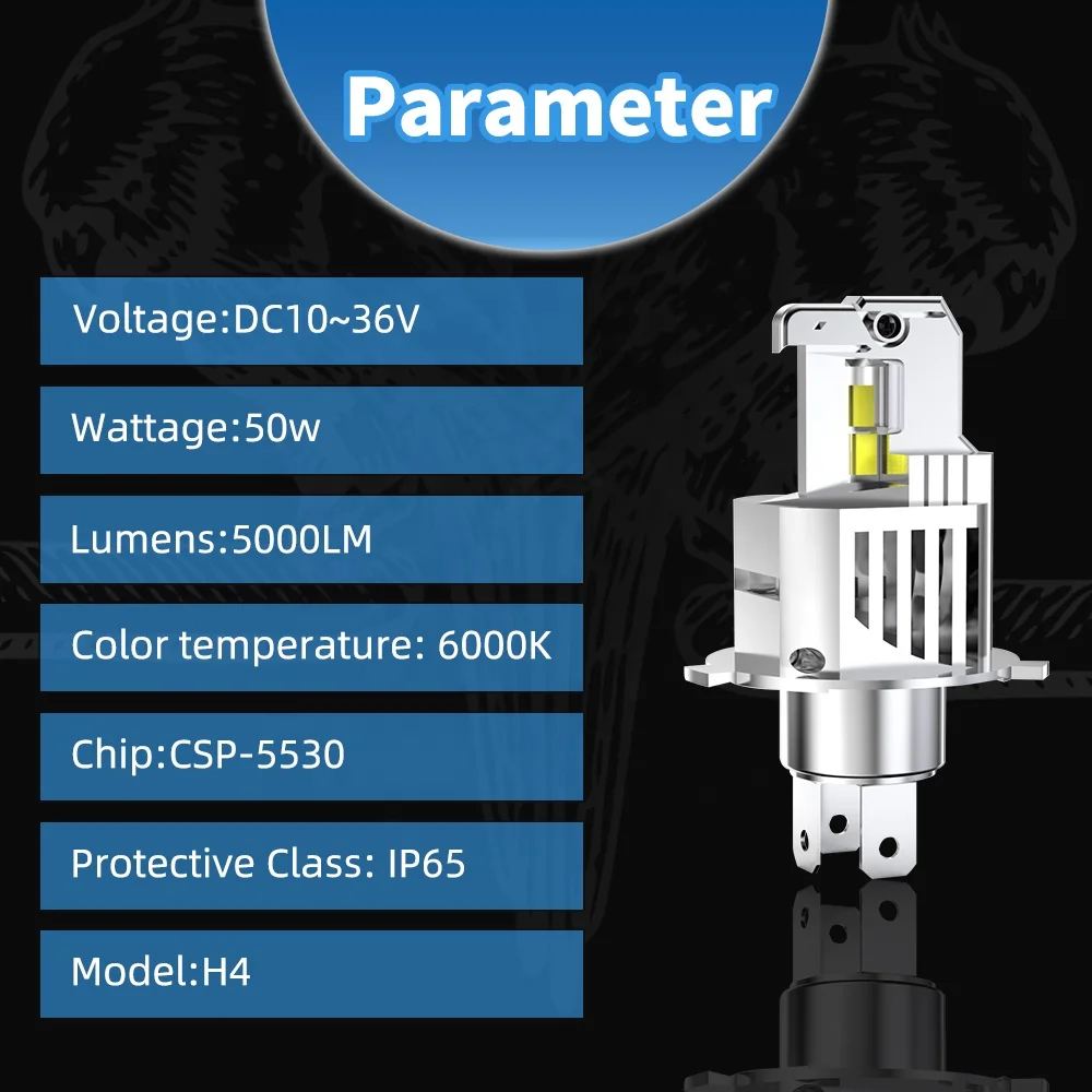 LED Headlight CSP Chip 5530 Car Accessories 50W H4 LED Light 5000LM White motorcycle led light