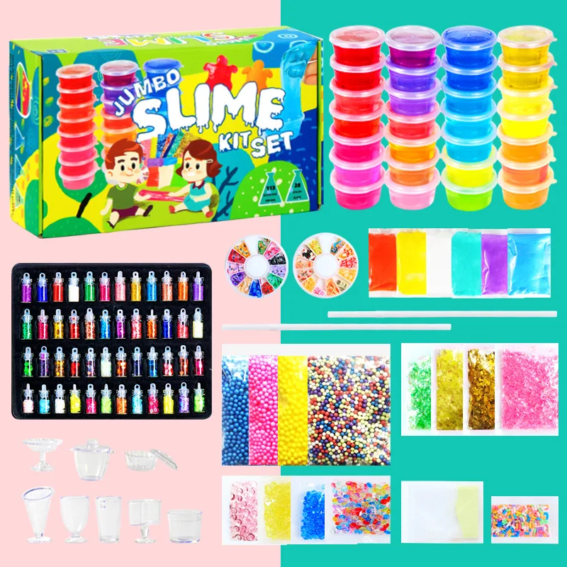 Zhiqu Toys Ultimate DIY Fluffy Slime Making Kit Boys and Girls Birthday Idea Includes Crystal Slime and Clay Game Supplies