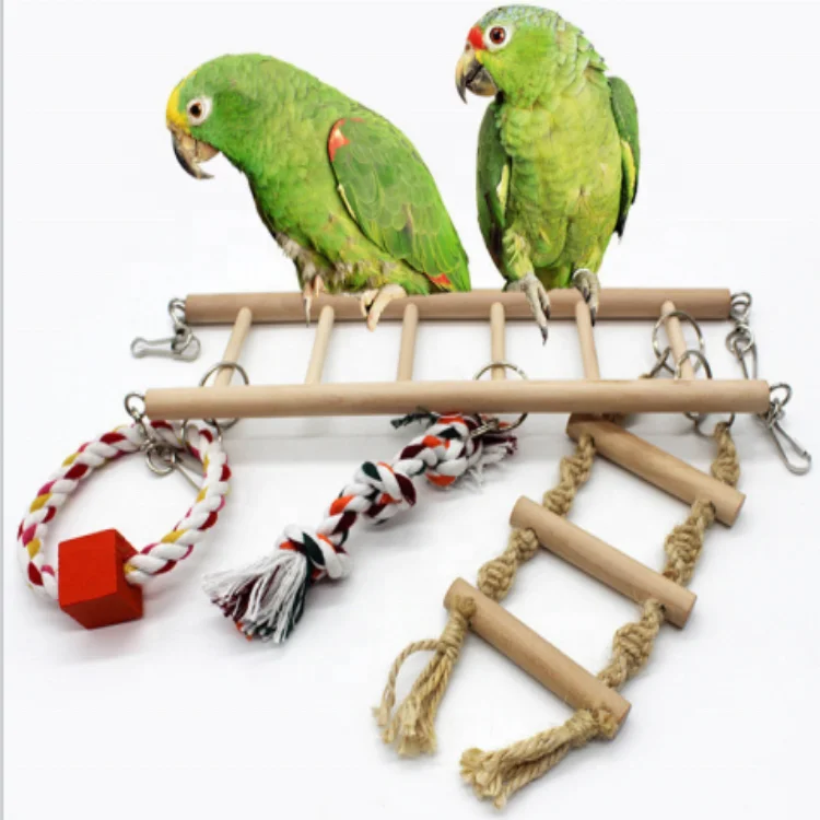 Natural Wood Bird Parrot Toys Birds Playground Climbing Toys Parrots Stand Perch Pet Training Parrot Toy Pet Bird Ladder