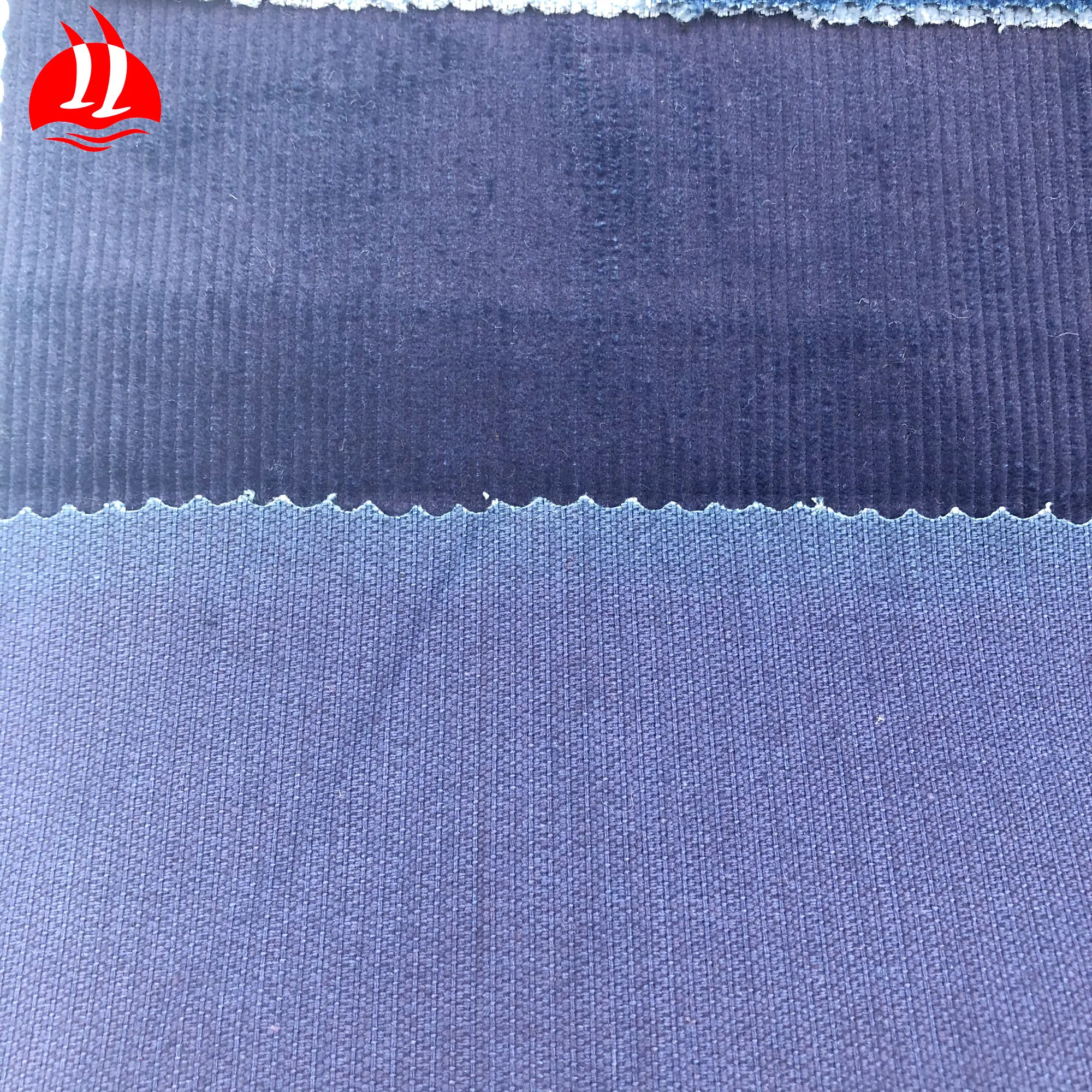 
100% cotton high quality fine 14 wales indigo solid dyed corduroy fabric 