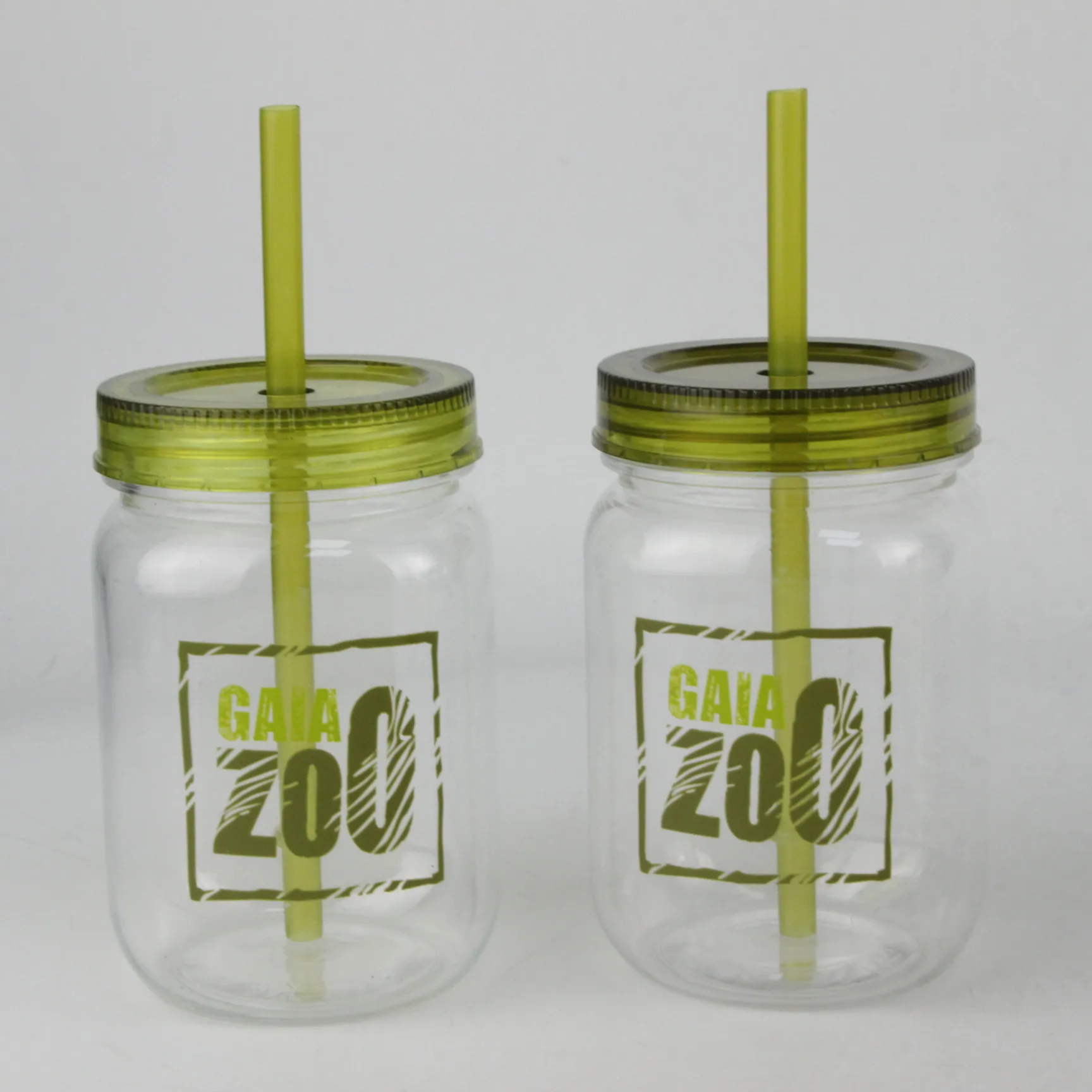 500ml plastic mason jar and juice bottle with lid and straw