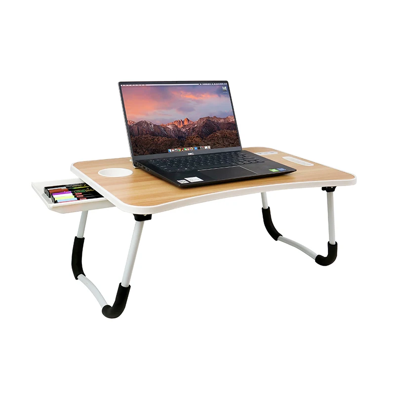 Wholesale Home Adjustable Foldable MDF Wooden Portable Laptop Table For Bed With USB