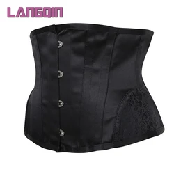 Shaping Satin Cupless Bustier Tummy Control 14 Steel Boned Underbust Corset Dress Lace Up New Waist Training Corset