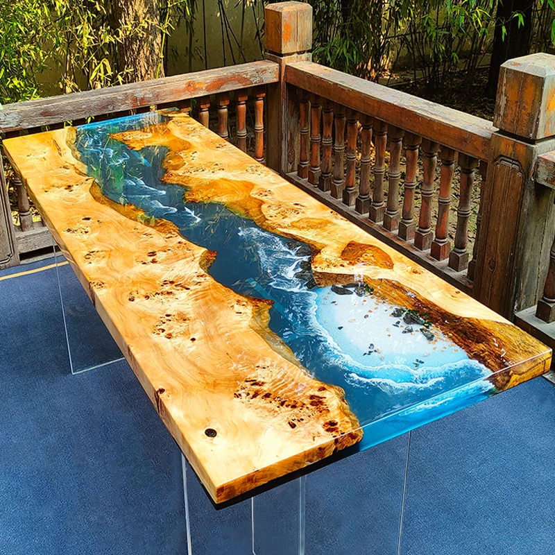 Walnut Unique River Epoxy Resin Table Furniture Top Wood Dining Mold Clear Lamp Top  Irregular Live Edge Table