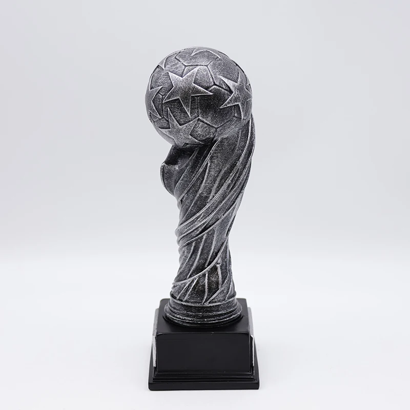 Wholesale personalized design sports match trophy award statue custom resin craft grey iron creativity soccer trophies