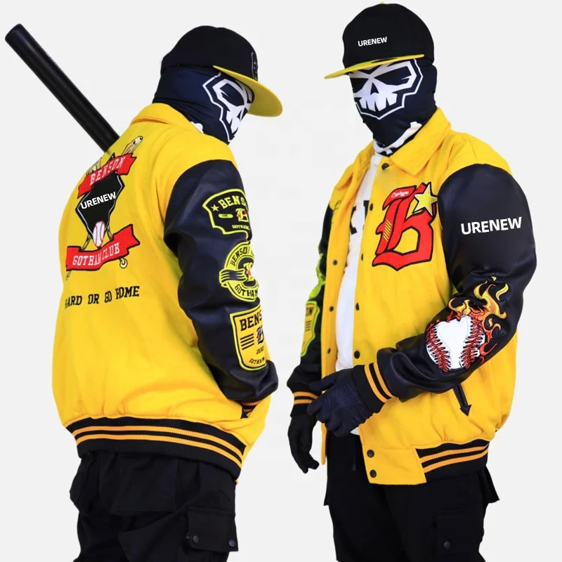 Custom Chenille Embroidered Logo Cool Style Fleece Winter Varsity Baseball Bomber Leather Varsity Jackets For Men