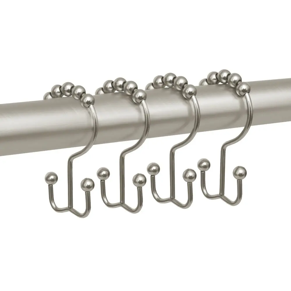Wholesale Double Roller Glide Shower Rings Bathroom Accessory 304 Stainless Steel Shower Curtain Hooks