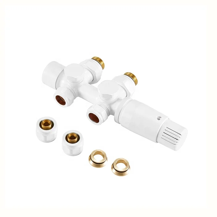 50mm Middle Connection Thermostatic Integrated  Radiator Valve With PEX connection for Bathroom Radiators Economic Model BJ13005