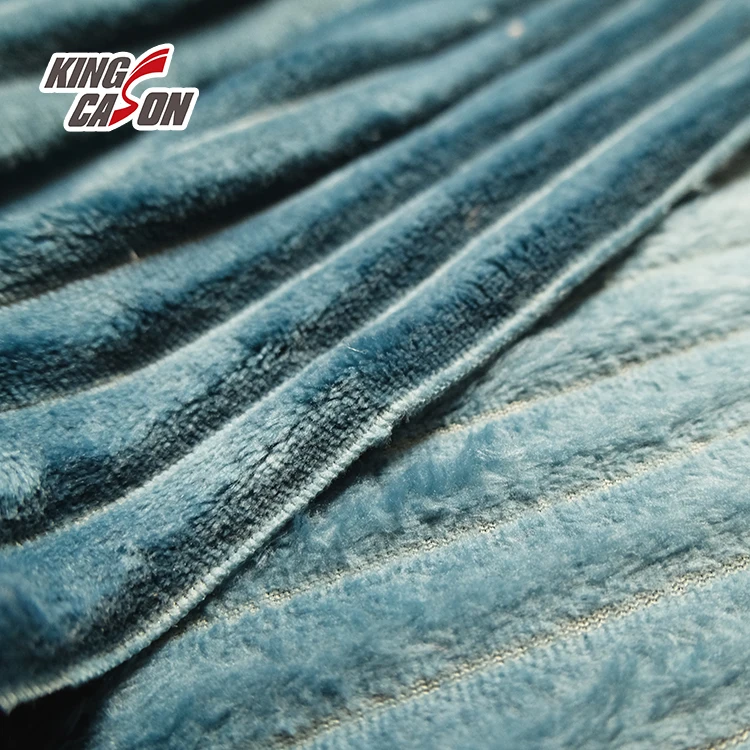 Kingcason Chinese Factory High Quality Anti-Static Fuzzy Fluffy Thick Stripe Flannel Fleece Fabric For Home Textile-Cushion
