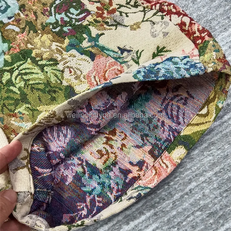 Custom hemp embroidery linen jacquard weave tapestry shorts for men