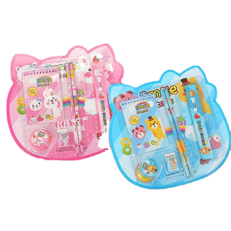 Cartoon Stationery  8 pcs student prize school supplies stationery gift box set for gift children