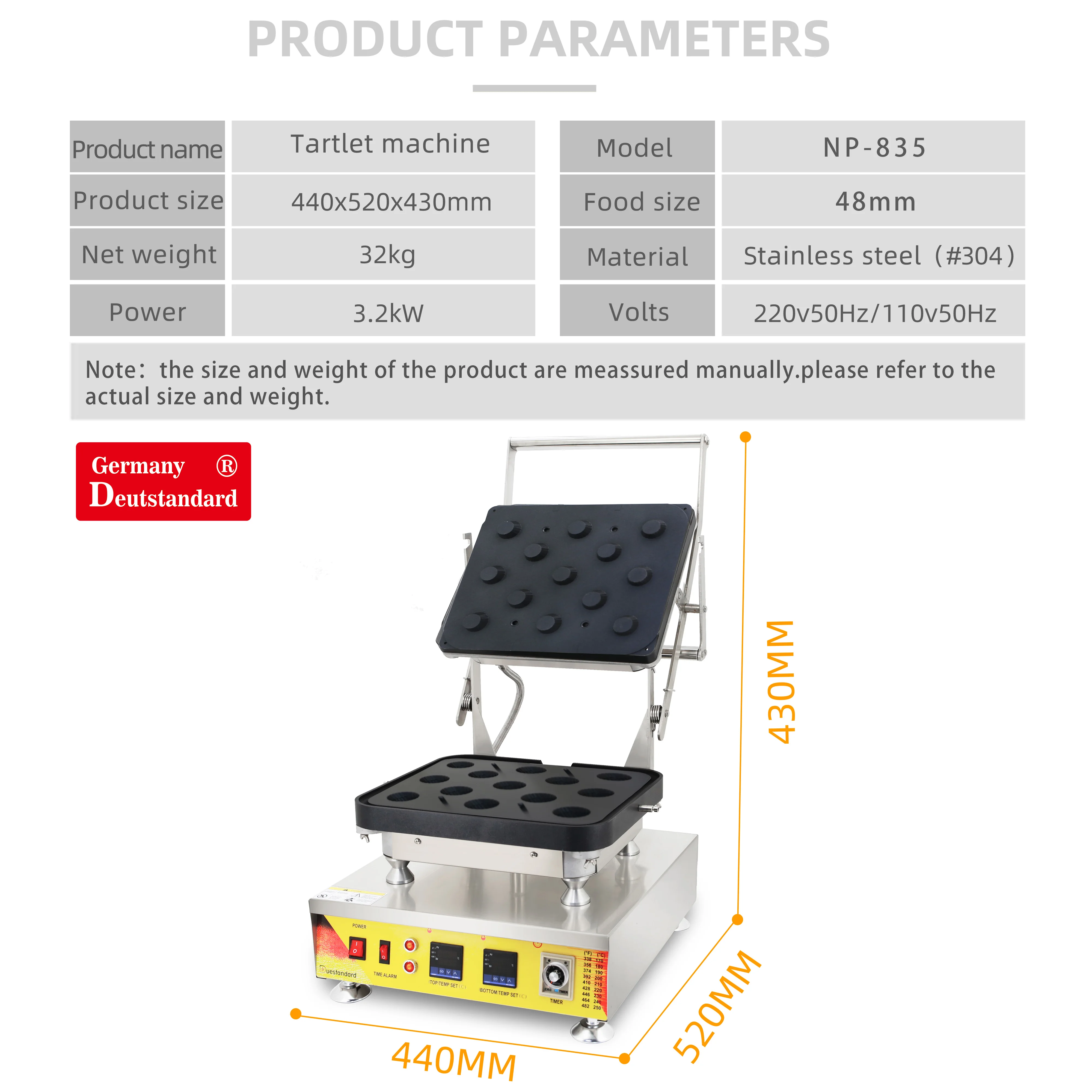 Germany Deutstandard Tart Machine Mini Tartlet Machine